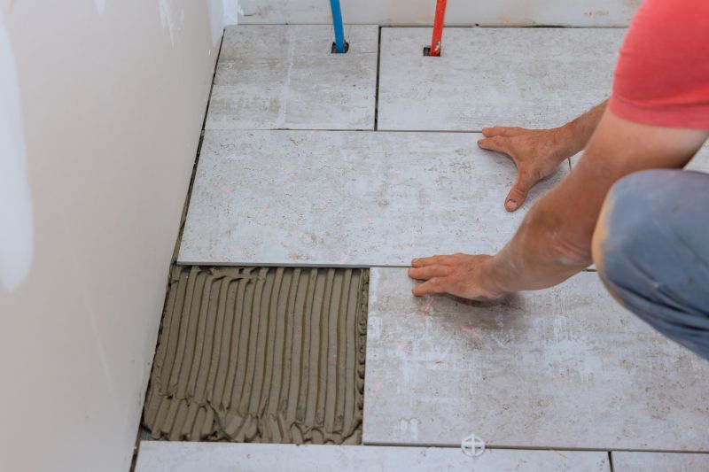 Tile Installer at Work